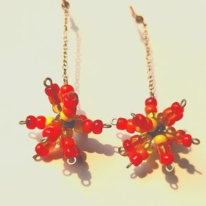 Many shades of Orange starburst earrings
